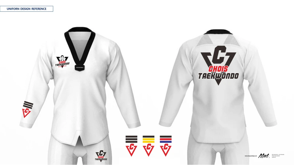 CHOI’S TAEKWONDO 로고를 적용한 태권도 도복 시안