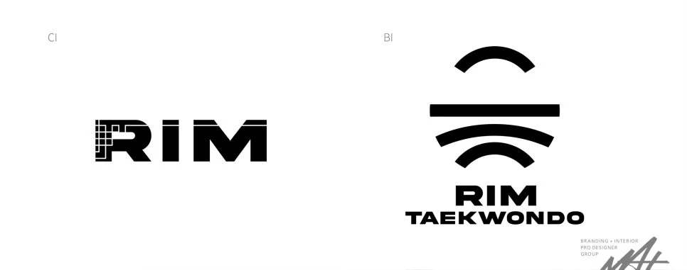 RIM 워드마크와 림 태권도 심벌 및 영문 로고 조합