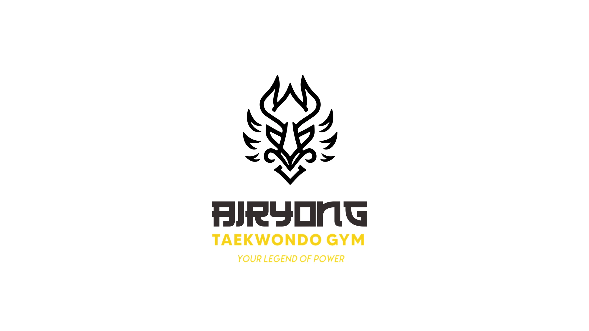 비룡태권도장 용 심볼과 RYONG 워드마크