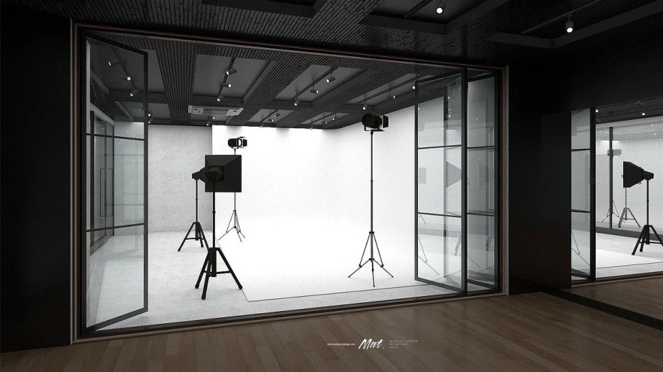 라이프워시퍼 화이트 호리존 포토 스튜디오 3D 렌더링