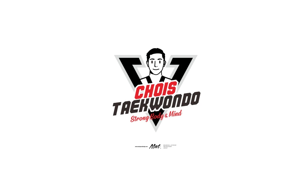 관장님의 성 Choi와 선택의 V를 결합한 초이스 태권도 로고