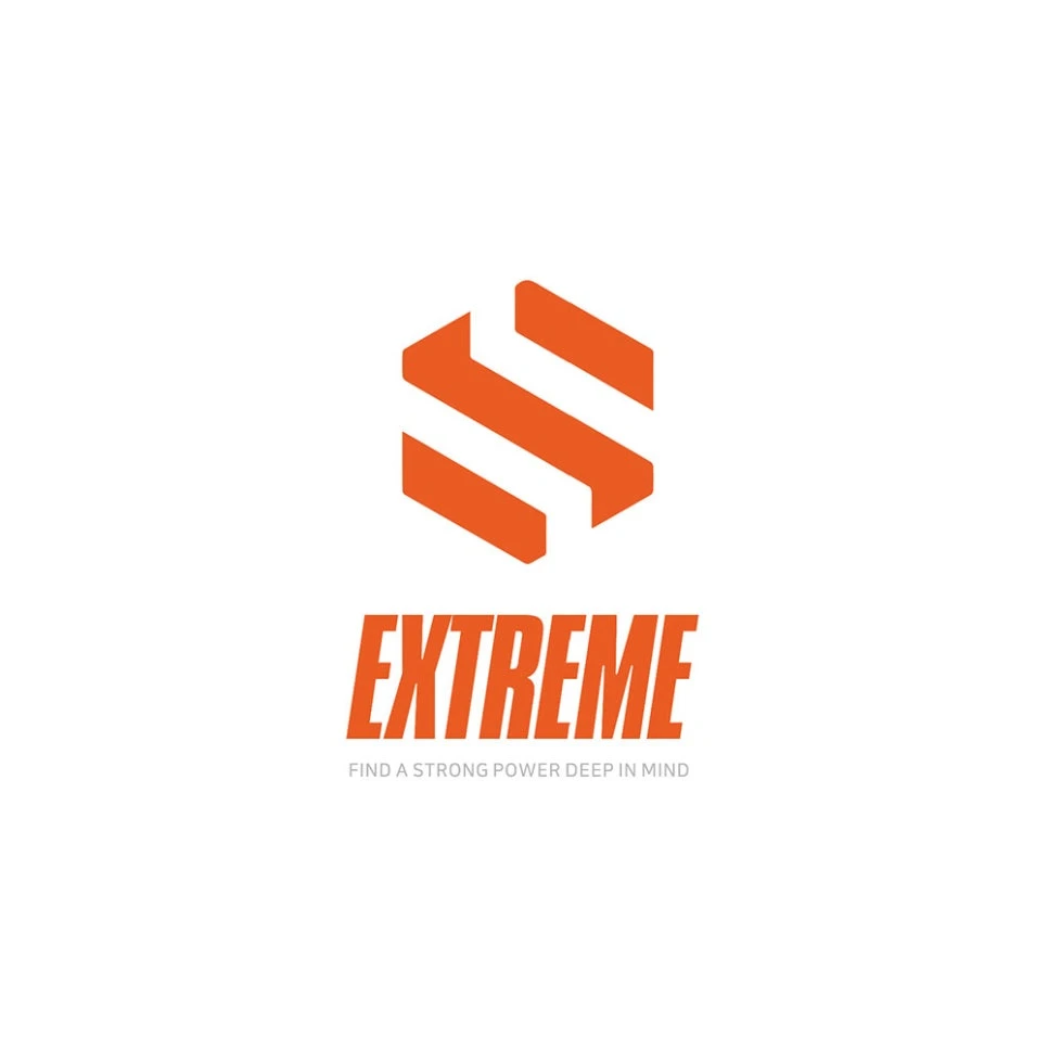 균형을 상징하는 S 심볼과 EXTREME 워드마크 브랜딩 디자인