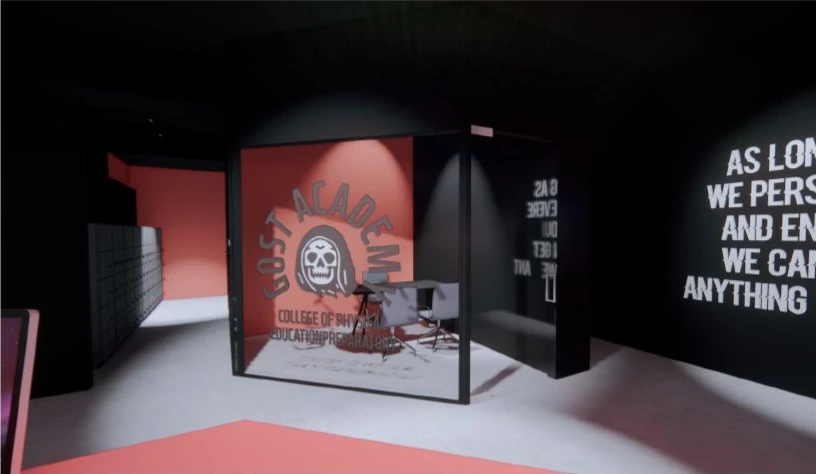 핑크 락커와 동기부여 그래픽을 적용한 GOST 3D 디자인