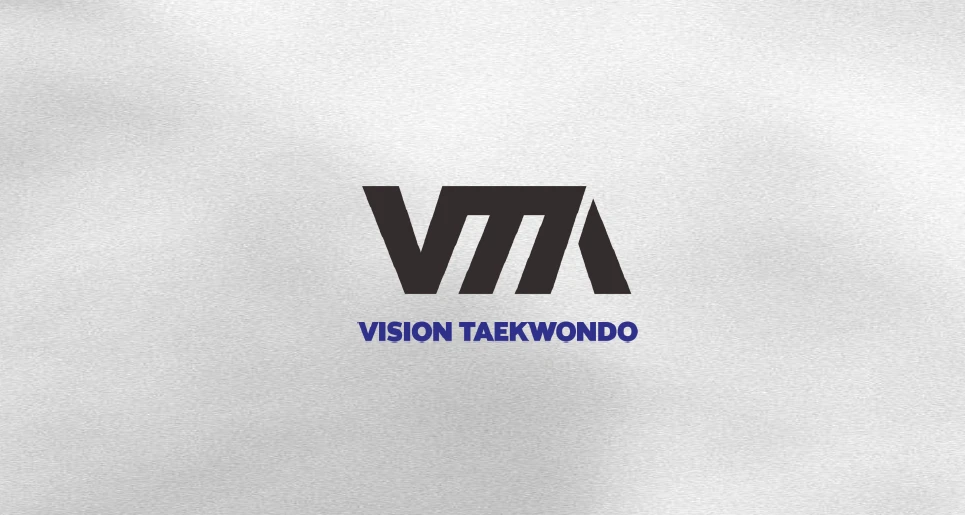 VTA 영문 로고와 VISION TAEKWONDO 표기의 BI 디자인