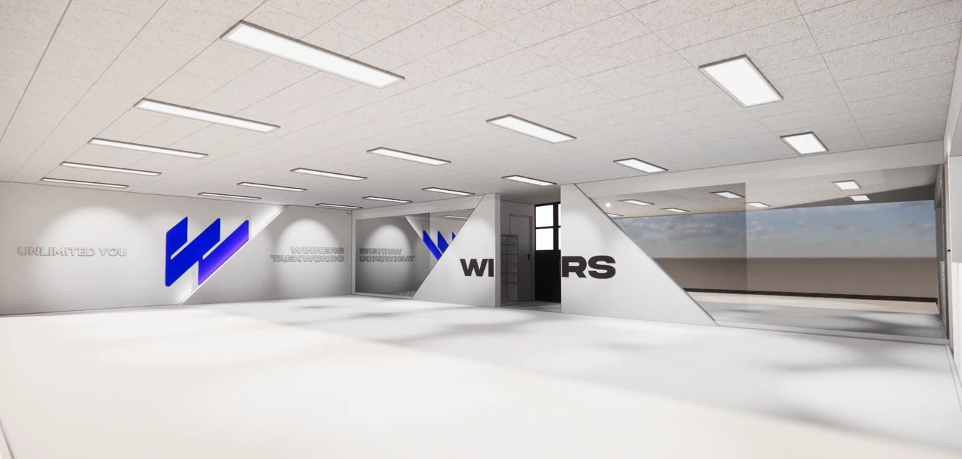 위너스 태권도장 화이트 블루 수련장 3D