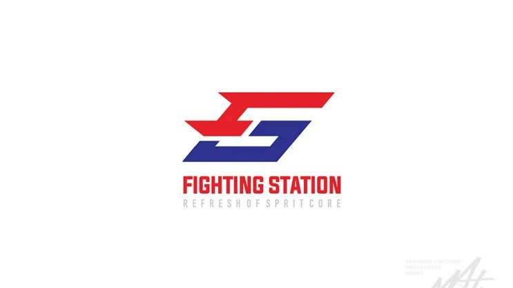 파이팅스테이션 레드 블루 복싱 브랜드 로고 BI